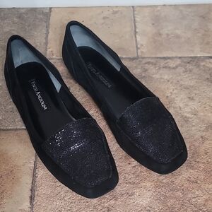 Enzo Angiolini Black Glitter Loafers